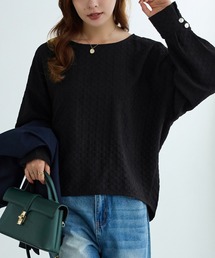 ふくれジャカード素材ふんわり袖トップス