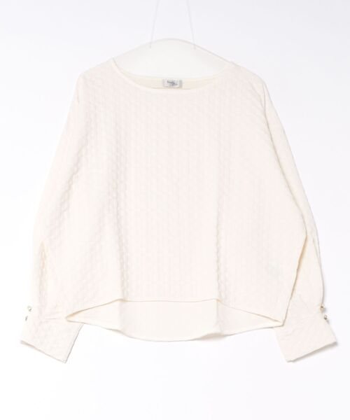Viola e Viola(ヴィオラエヴィオラ)の「ふくれジャカード素材ふんわり袖トップス(Tシャツ/カットソー・レディース・ブラック/アイボリー/ネイビー/ブルー・L/LL/M)」の7枚目の写真