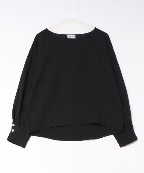 Viola e Viola(ヴィオラエヴィオラ)の「ふくれジャカード素材ふんわり袖トップス(Tシャツ/カットソー・レディース・ブラック/アイボリー/ネイビー/ブルー・L/LL/M)」の8枚目の写真