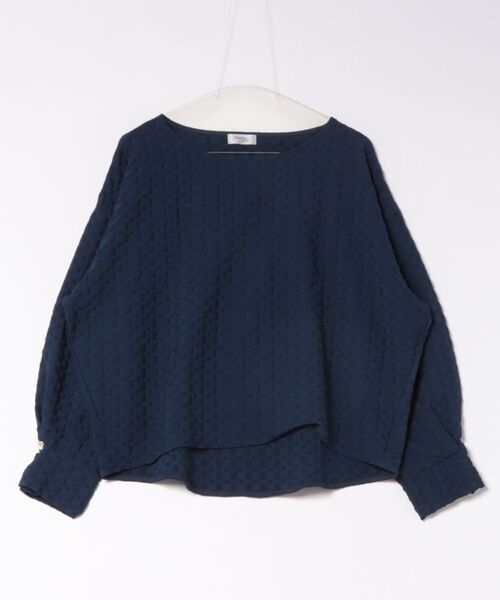Viola e Viola(ヴィオラエヴィオラ)の「ふくれジャカード素材ふんわり袖トップス(Tシャツ/カットソー・レディース・ブラック/アイボリー/ネイビー/ブルー・L/LL/M)」の9枚目の写真