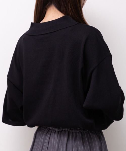 POLOCHAMPS（ポロチャンプス）の「POLOCHAMPS(ポロチャンプス)/ワンポイント刺繍 ポロシャツ 半端袖 オーバーFIT/POLOSHIRT（ポロシャツ・レディース・チャコールグレー/ネイビー/ベージュ/ブラック/ワインレッド・FREE）」の6枚目の写真