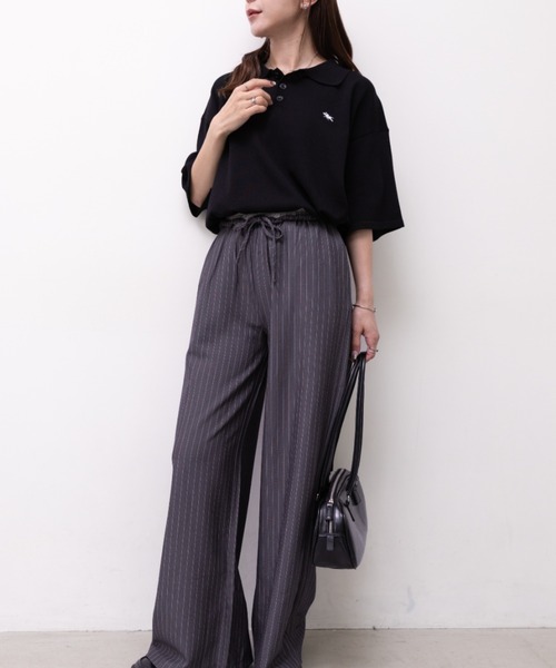 POLOCHAMPS（ポロチャンプス）の「POLOCHAMPS(ポロチャンプス)/ワンポイント刺繍 ポロシャツ 半端袖 オーバーFIT/POLOSHIRT（ポロシャツ・レディース・チャコールグレー/ネイビー/ベージュ/ブラック/ワインレッド・FREE）」の10枚目の写真