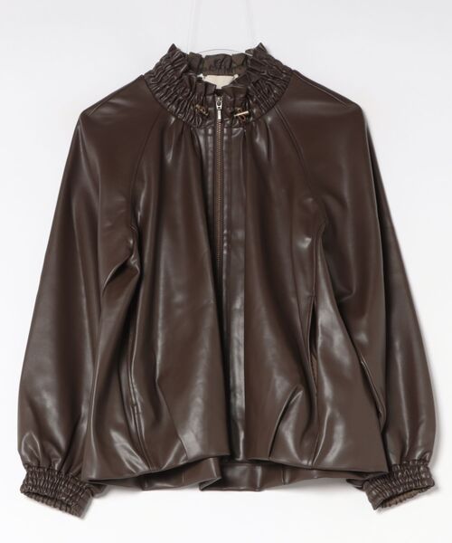 Marilyn Moon（マリリンムーン）の「soft eco-leather midi blouson（ブルゾン・レディース・アイボリー/カーキ/ブラウン・FREE）」の2枚目の写真