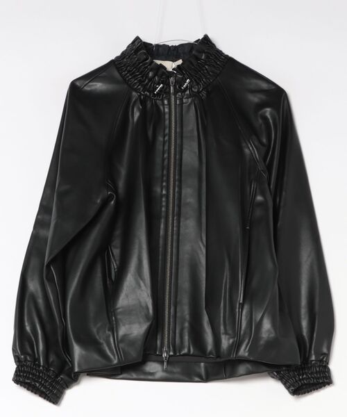 Marilyn Moon（マリリンムーン）の「soft eco-leather midi blouson（ブルゾン・レディース・アイボリー/カーキ/ブラウン・FREE）」の3枚目の写真