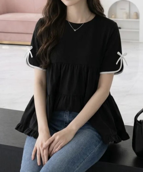 M y u（ミュー）の「ティアードトップス（Tシャツ/カットソー・レディース・Black/White・FREE）」の10枚目の写真
