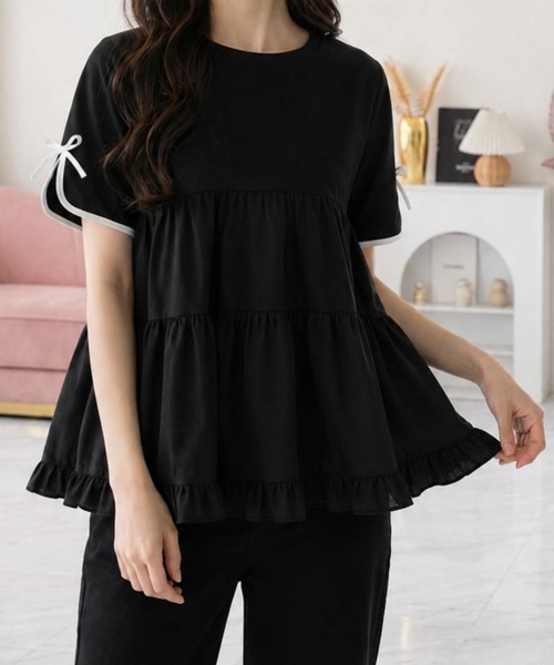 M y u（ミュー）の「ティアードトップス（Tシャツ/カットソー・レディース・Black/White・FREE）」の11枚目の写真