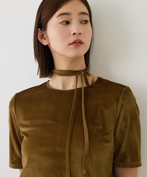 ROPE' | チョーカーコード付きシアーベロアTシャツ/イージーケア(Tシャツ/カットソー)
