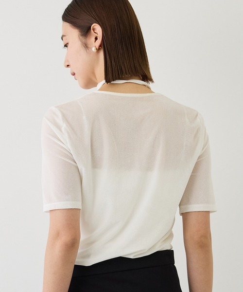 ROPE'（ロペ）の「チョーカーコード付きシアーベロアTシャツ/イージーケア（Tシャツ/カットソー・レディース・ブラウン/キャメル/オフホワイト・38）」の8枚目の写真
