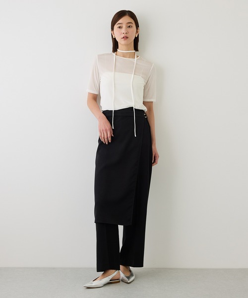 ROPE'（ロペ）の「チョーカーコード付きシアーベロアTシャツ/イージーケア（Tシャツ/カットソー・レディース・ブラウン/キャメル/オフホワイト・38）」の15枚目の写真