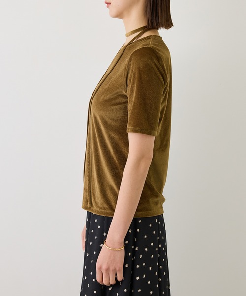 ROPE'（ロペ）の「チョーカーコード付きシアーベロアTシャツ/イージーケア（Tシャツ/カットソー・レディース・ブラウン/キャメル/オフホワイト・38）」の21枚目の写真