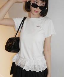 HONEY MI HONEY（ハニーミーハニー）の「cotton lace frill t-shirt（Tシャツ/カットソー）」
