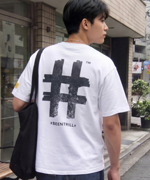 BEENTRILL（ビントリル）の「スタンプハッシュタグオーバーサイズ半袖Tシャツ（オフホワイト）（Tシャツ/カットソー）」