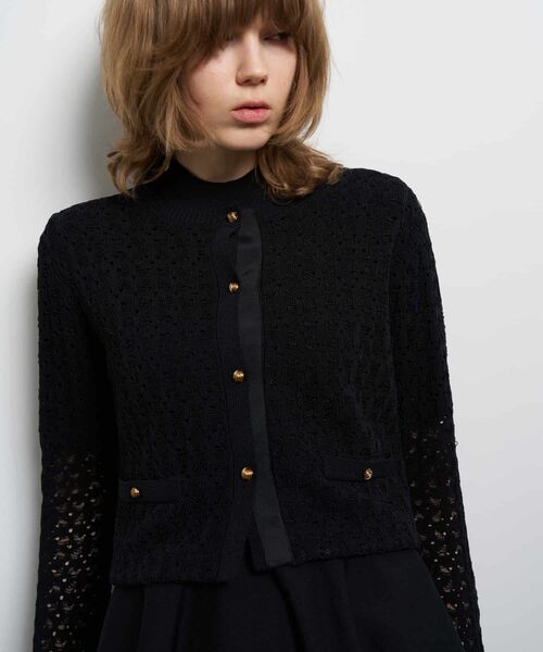 LANVIN en Bleu(ランバンオンブルー)の「コードレースニットジャケット(テーラードジャケット・レディース・キャメル/ブラック・38)」の6枚目の写真