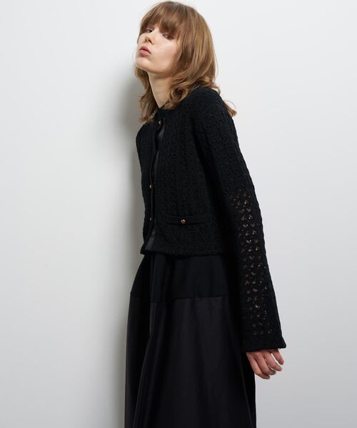 LANVIN en Bleu(ランバンオンブルー)の「コードレースニットジャケット(テーラードジャケット・レディース・キャメル/ブラック・38)」の7枚目の写真