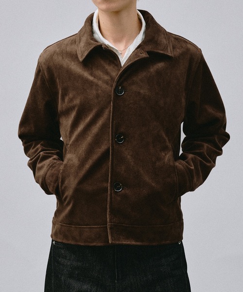 Adoon plain(アドーンプレーン)の「Faux Suede Compact Jacket / フェイクスエードコンパクトジャケット(ブルゾン・メンズ・キャメル/ブラウン/チャコールグレー・MEDIUM/LARGE)」の4枚目の写真