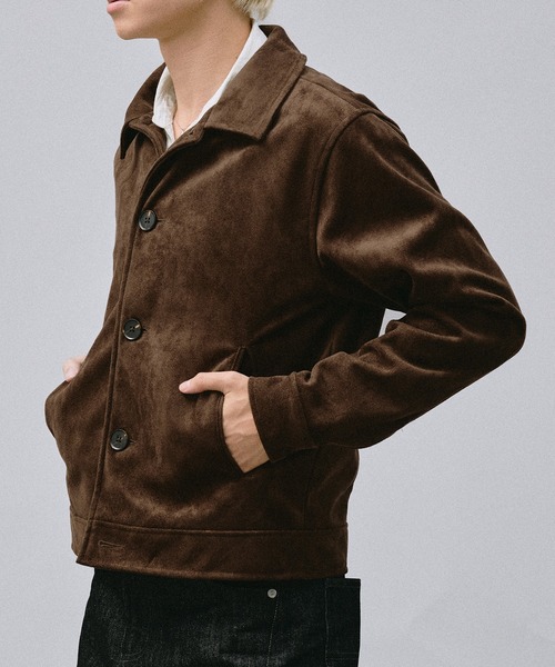 Adoon plain(アドーンプレーン)の「Faux Suede Compact Jacket / フェイクスエードコンパクトジャケット(ブルゾン・メンズ・キャメル/ブラウン/チャコールグレー・MEDIUM/LARGE)」の5枚目の写真