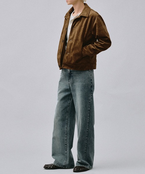 Adoon plain(アドーンプレーン)の「Faux Suede Compact Jacket / フェイクスエードコンパクトジャケット(ブルゾン・メンズ・キャメル/ブラウン/チャコールグレー・MEDIUM/LARGE)」の12枚目の写真