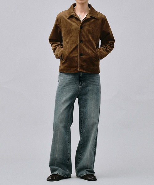 Adoon plain(アドーンプレーン)の「Faux Suede Compact Jacket / フェイクスエードコンパクトジャケット(ブルゾン・メンズ・キャメル/ブラウン/チャコールグレー・MEDIUM/LARGE)」の13枚目の写真