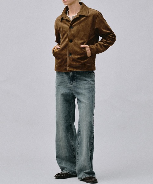 Adoon plain(アドーンプレーン)の「Faux Suede Compact Jacket / フェイクスエードコンパクトジャケット(ブルゾン・メンズ・キャメル/ブラウン/チャコールグレー・MEDIUM/LARGE)」の15枚目の写真