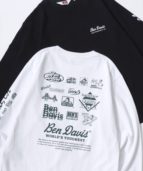 BEN DAVIS(ベンデイビス)の「BEN DAVIS/ベンデイビス GRAPHIC LS TEE/ストリート バックプリント ロゴ ワンポイント 長袖Tシャツ/ロンT/レディース メンズ(Tシャツ/カットソー・メンズ・ブラック/ホワイト/ネイビー・XL/L/M)」の1枚目の写真