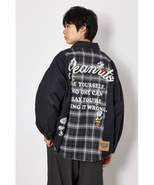 RODEO CROWNS WIDE BOWL（ロデオクラウンズワイドボウル）の「(PEANUTS)チェック×デニムドッキングシャツ（シャツ/ブラウス・レディース・ブラック系その他/ブルー系その他・FREE）」の9枚目の写真