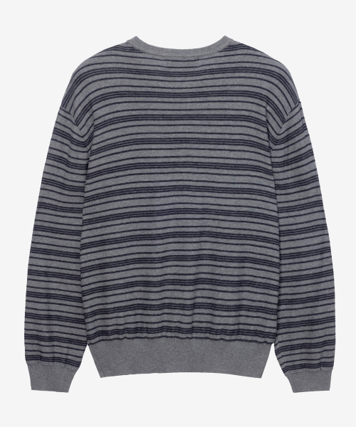 MINDBRIDGE（マインドブリッジ）の「[COUTURE] ウォッシャブル ストライプ ラウンド セミオーバーサイズ カーディガン - 2カラー（カーディガン/ボレロ・メンズ・ダークグレー/グレー・100/105/110/95）」の11枚目の写真