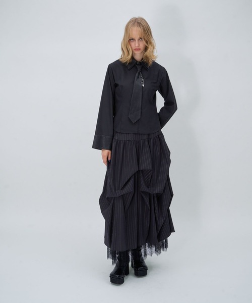 HARE(ハレ)の「パーツツキコンパクトネクタイシャツLS(HARE)(シャツ/ブラウス・レディース・ブラック系その他/ブルー/ブラック/ブラウン/ホワイト・FREE)」の12枚目の写真