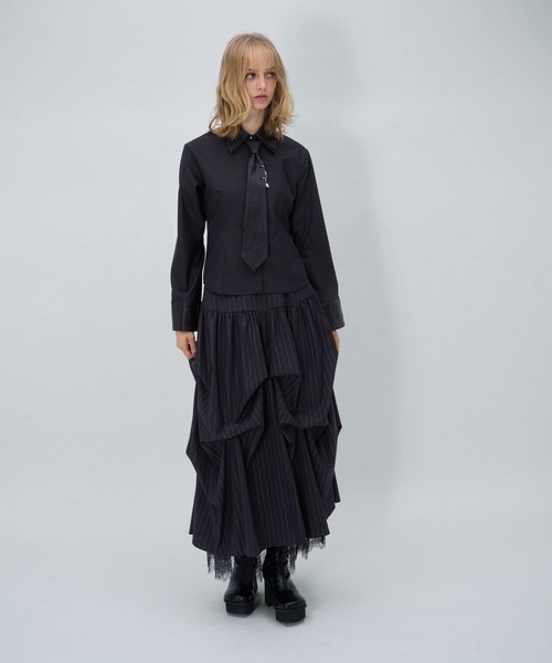 HARE(ハレ)の「パーツツキコンパクトネクタイシャツLS(HARE)(シャツ/ブラウス・レディース・ブラック系その他/ブルー/ブラック/ブラウン/ホワイト・FREE)」の14枚目の写真
