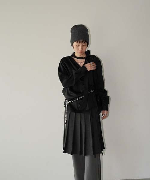 chuclla(チュクラ)の「ロングタイ ドレープブラウス chw26a109(シャツ/ブラウス・レディース・チャコール/ブラック・FREE)」の14枚目の写真