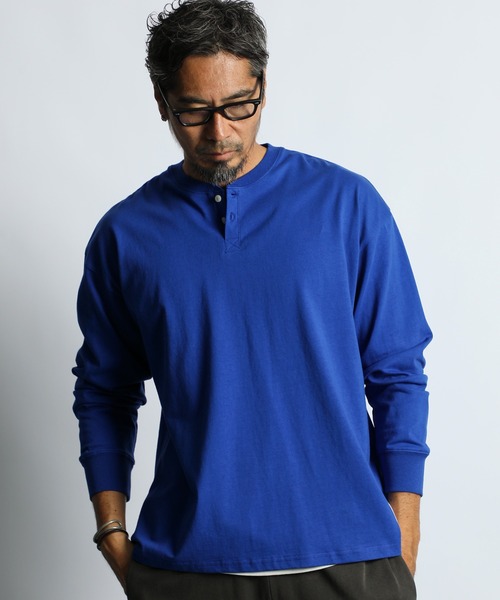 The DUFFER of ST.GEORGE(ザダファーオブセントジョージ)の「8oz HEAVY WEIGHT HENLEY NECK L/SL TEE:8オンス ヘビーウェイト ヘンリーネック ロンT(Tシャツ/カットソー・メンズ・ブルー/ブラック/ホワイト・LARGE/MEDIUM/X-LARGE/SMALL)」の8枚目の写真