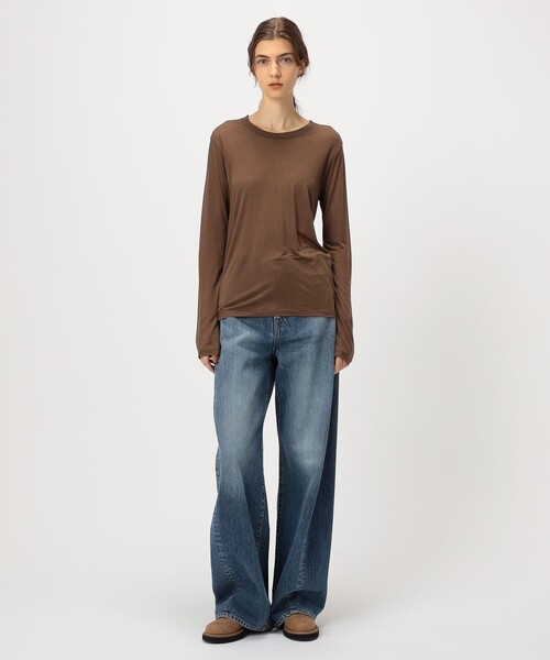 BASERANGE(ベースレンジ)の「BASERANGE バンブー ロングスリーブプルオーバー(Tシャツ/カットソー・レディース・ホワイト/ブラック/ベージュ/ブラウン・S)」の5枚目の写真