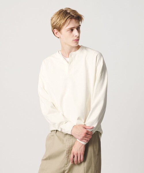 BEAUTY&YOUTH UNITED ARROWS(ビューティーアンドユースユナイテッドアローズ)の「”THE HEAVY”10oz ヘビー ワイド ヘンリーネック カットソー(Tシャツ/カットソー・メンズ・オフホワイト/ライトグレー/ダークグレー・XXL/XL/M/S/L)」の1枚目の写真