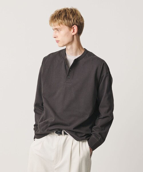 BEAUTY&YOUTH UNITED ARROWS(ビューティーアンドユースユナイテッドアローズ)の「”THE HEAVY”10oz ヘビー ワイド ヘンリーネック カットソー(Tシャツ/カットソー・メンズ・オフホワイト/ライトグレー/ダークグレー・XXL/XL/M/S/L)」の3枚目の写真