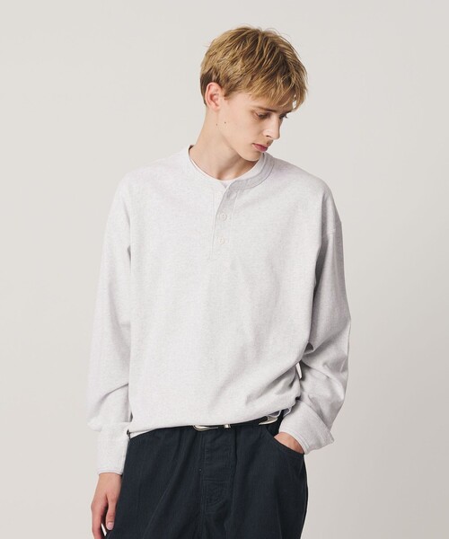 BEAUTY&YOUTH UNITED ARROWS(ビューティーアンドユースユナイテッドアローズ)の「”THE HEAVY”10oz ヘビー ワイド ヘンリーネック カットソー(Tシャツ/カットソー・メンズ・オフホワイト/ライトグレー/ダークグレー・XXL/XL/M/S/L)」の4枚目の写真