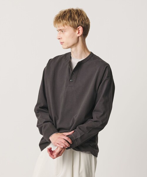 BEAUTY&YOUTH UNITED ARROWS(ビューティーアンドユースユナイテッドアローズ)の「”THE HEAVY”10oz ヘビー ワイド ヘンリーネック カットソー(Tシャツ/カットソー・メンズ・オフホワイト/ライトグレー/ダークグレー・XXL/XL/M/S/L)」の9枚目の写真