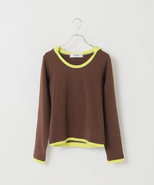Oriens JOURNAL STANDARD(オリエンス ジャーナルスタンダード)の「《追加》レイヤードフーディーロングスリーブトップス(Tシャツ/カットソー・レディース・ホワイト/グレー/ブラウン系その他・FREE)」の13枚目の写真
