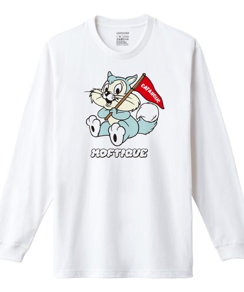 Moftique(モフティック)の「Moftique(モフティック) 長袖Tシャツ メンズ アニマル 猫 キャット イラスト ロゴ プリント Tシャツ 長袖 ロンT ロングTシャツ カットソー トップス レディース ユニセックス(Tシャツ/カットソー・メンズ・ブラック系1/ブラック系2/ホワイト系1/ホワイト系2・XL/M/L)」の1枚目の写真