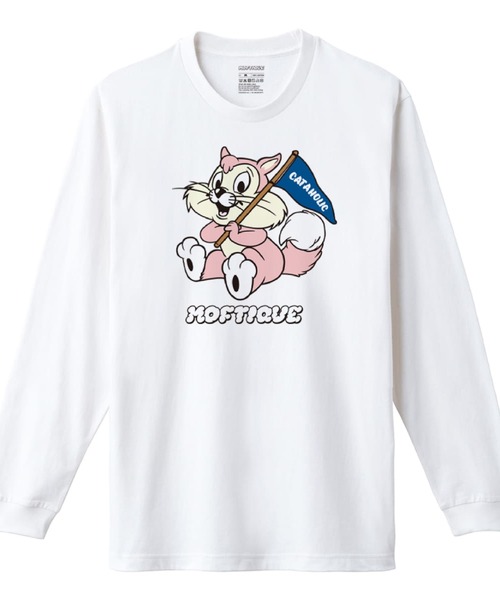Moftique(モフティック)の「Moftique(モフティック) 長袖Tシャツ メンズ アニマル 猫 キャット イラスト ロゴ プリント Tシャツ 長袖 ロンT ロングTシャツ カットソー トップス レディース ユニセックス(Tシャツ/カットソー・メンズ・ブラック系1/ブラック系2/ホワイト系1/ホワイト系2・XL/M/L)」の4枚目の写真