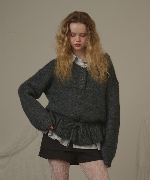 hazyl(ヘイジル)の「drawstring peplum knit/ドロストペプラムニット(ニット/セーター・レディース・ブラウン系その他/グレー・フリー)」の17枚目の写真