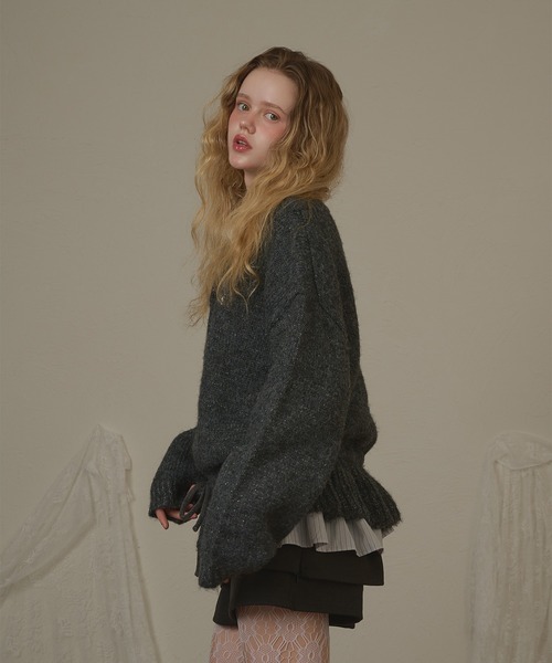 hazyl(ヘイジル)の「drawstring peplum knit/ドロストペプラムニット(ニット/セーター・レディース・ブラウン系その他/グレー・フリー)」の18枚目の写真