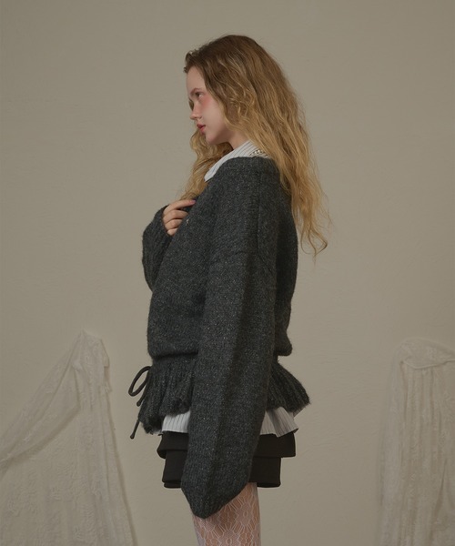hazyl(ヘイジル)の「drawstring peplum knit/ドロストペプラムニット(ニット/セーター・レディース・ブラウン系その他/グレー・フリー)」の19枚目の写真