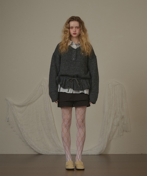hazyl(ヘイジル)の「drawstring peplum knit/ドロストペプラムニット(ニット/セーター・レディース・ブラウン系その他/グレー・フリー)」の5枚目の写真