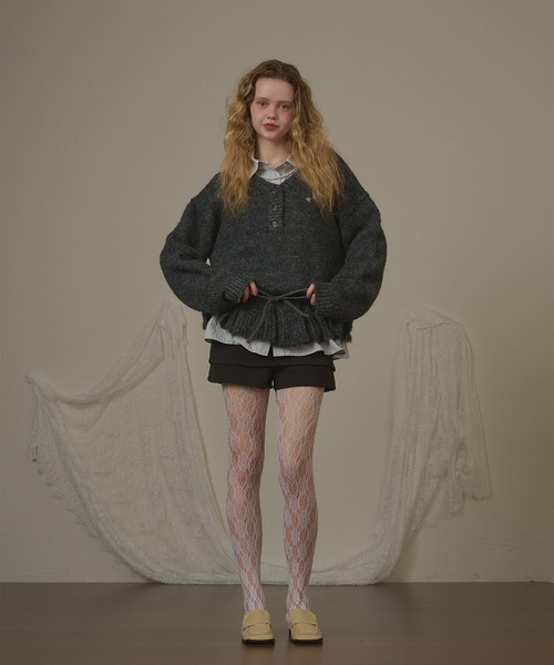hazyl(ヘイジル)の「drawstring peplum knit/ドロストペプラムニット(ニット/セーター・レディース・ブラウン系その他/グレー・フリー)」の6枚目の写真