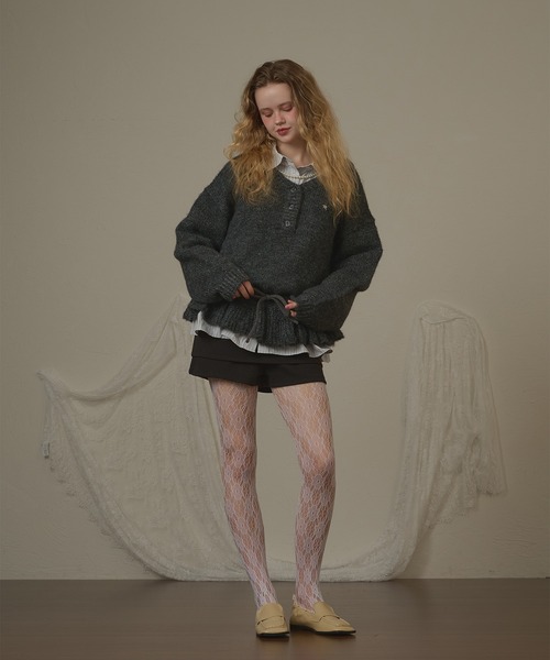 hazyl(ヘイジル)の「drawstring peplum knit/ドロストペプラムニット(ニット/セーター・レディース・ブラウン系その他/グレー・フリー)」の8枚目の写真