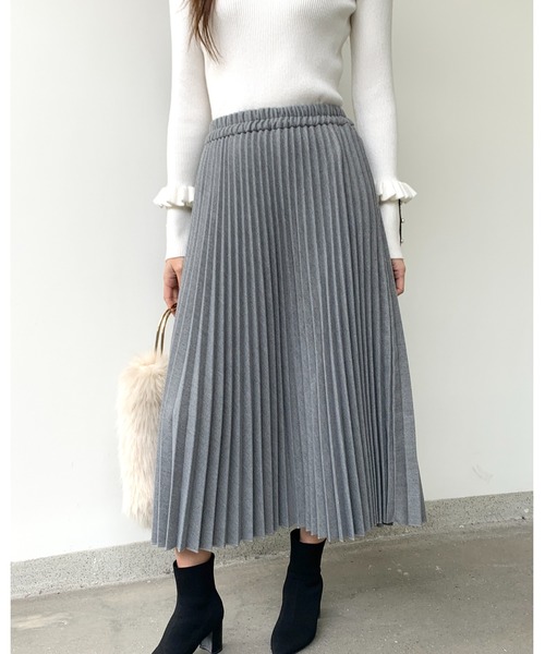 BIRTHDAY BASH(バースデイバッシュ)の「BB MIDI PLEATS SKIRT(BBミディプリーツスカート)(スカート・レディース・ホワイト/ブルー/グレー・FREE)」の15枚目の写真