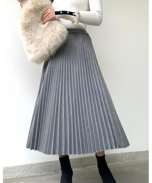 BIRTHDAY BASH(バースデイバッシュ)の「BB MIDI PLEATS SKIRT(BBミディプリーツスカート)(スカート・レディース・ホワイト/ブルー/グレー・FREE)」の16枚目の写真