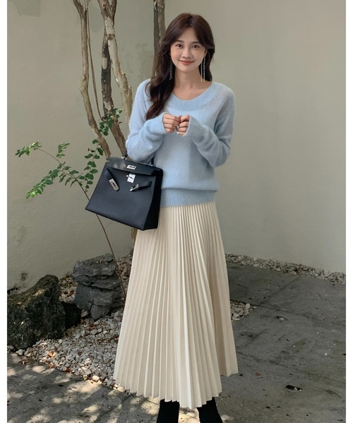 BIRTHDAY BASH(バースデイバッシュ)の「BB MIDI PLEATS SKIRT(BBミディプリーツスカート)(スカート・レディース・ホワイト/ブルー/グレー・FREE)」の9枚目の写真