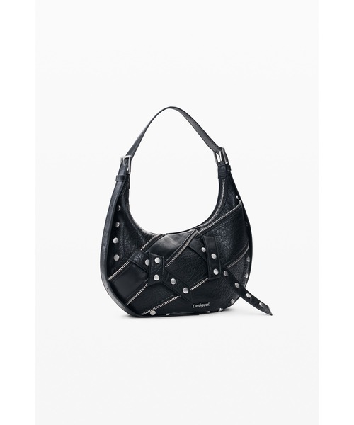 Desigual（デシグアル）の「Studded leather hobo bag / スタッズレザーホーボーショルダーバッグ（ショルダーバッグ・レディース・ブラック・FREE）」の6枚目の写真