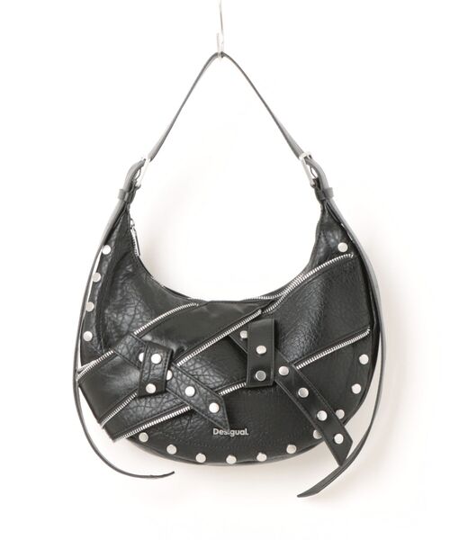 Desigual（デシグアル）の「Studded leather hobo bag / スタッズレザーホーボーショルダーバッグ（ショルダーバッグ・レディース・ブラック・FREE）」の8枚目の写真