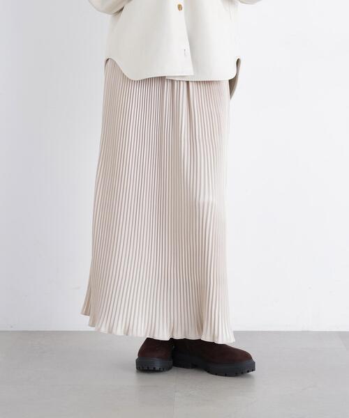 N.(N. Natural Beauty Basic)(エヌエヌナチュラルビューティーベーシック)の「グロッシープリーツナロースカート(スカート・レディース・ブラウン/ピンク/ベージュ・FREE)」の2枚目の写真